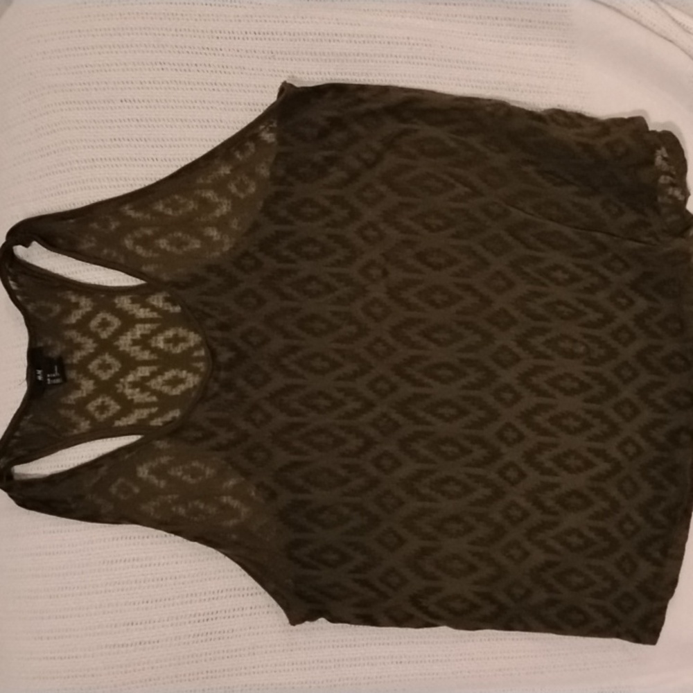 H&M Olive Green Patterned Women's Tank Top